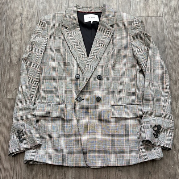 Frame Denim Jackets & Blazers - FRAME PLAID DOUBLE BREASTED BLAZER WOMENS LARGE
